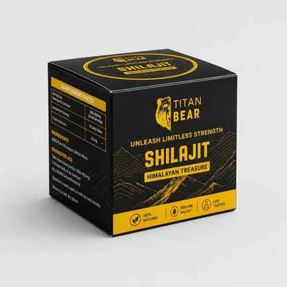 Titan Bear Himalayan shilajit product box showing supplement information